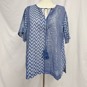 Soft Surroundings Tie front tassel Blouse Moroccan design